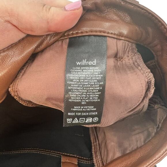 Aritzia Wilfred The Melina Pants Cropped Vegan Leather Cognac Brown Size 00 - Picture 12 of 13